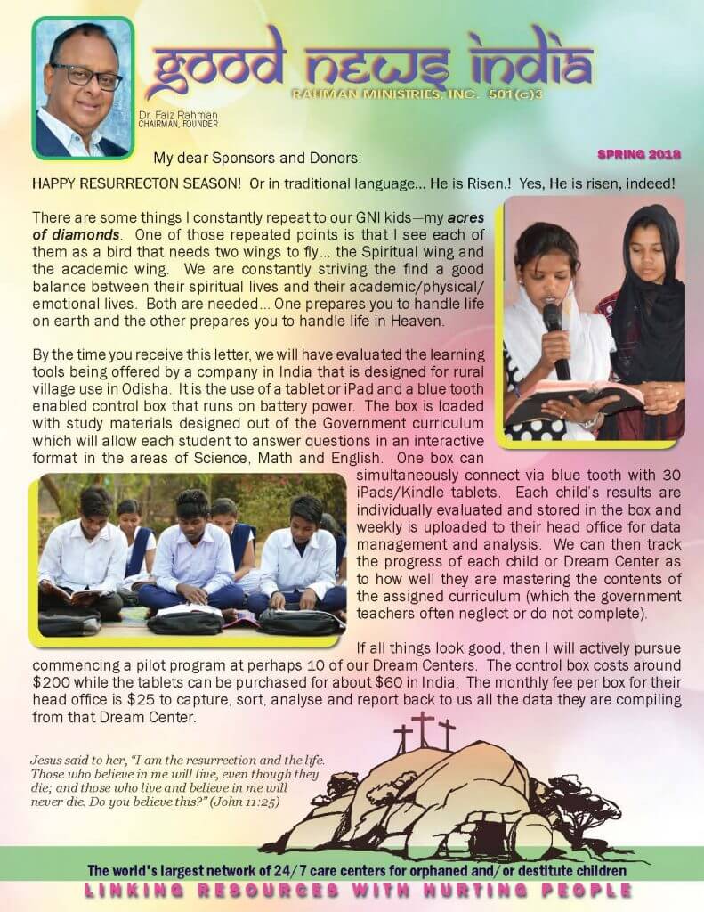 Good News India Spring 2018 Newsletter