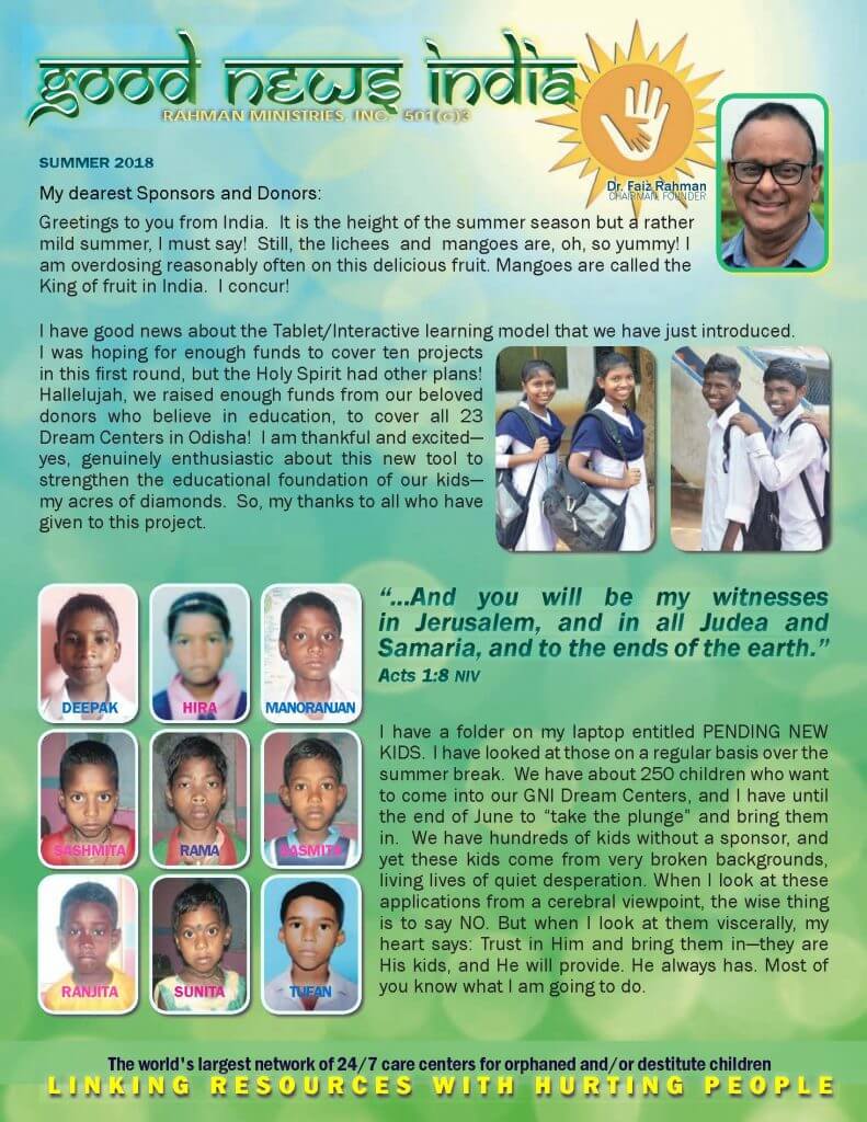 Good News India Spring 2018 Newsletter