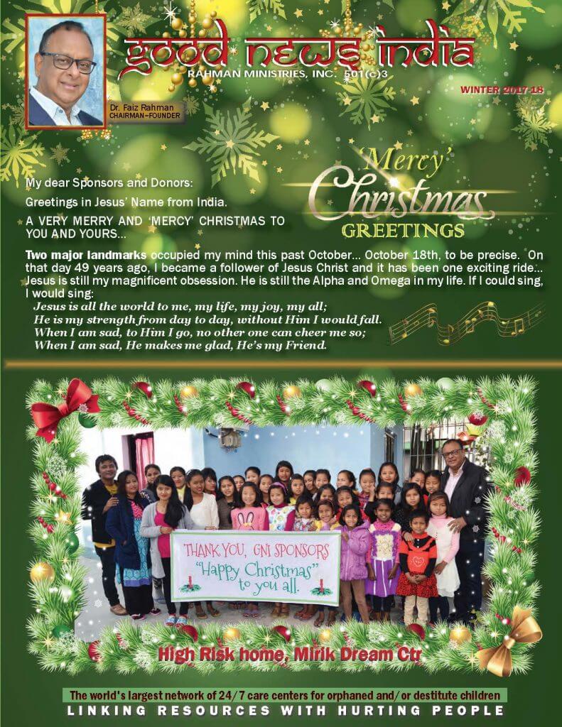 Good News India Winter 2017 Newsletter